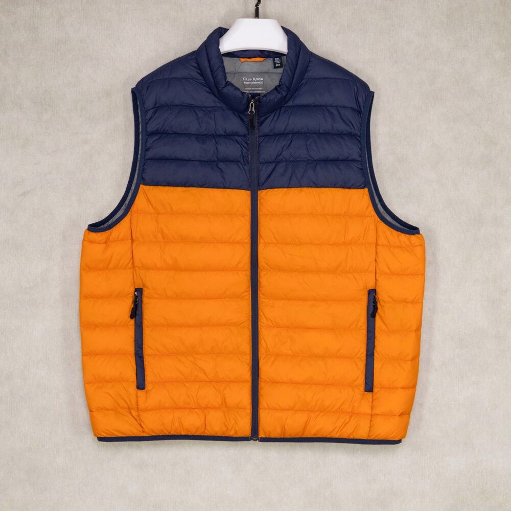 Club Room Men Packable Quilted Vest Orange/Royal Size Xxl (Newdefect)